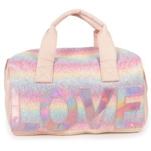 Pink Ombré Glitter 'LOVE' Duffel Bag